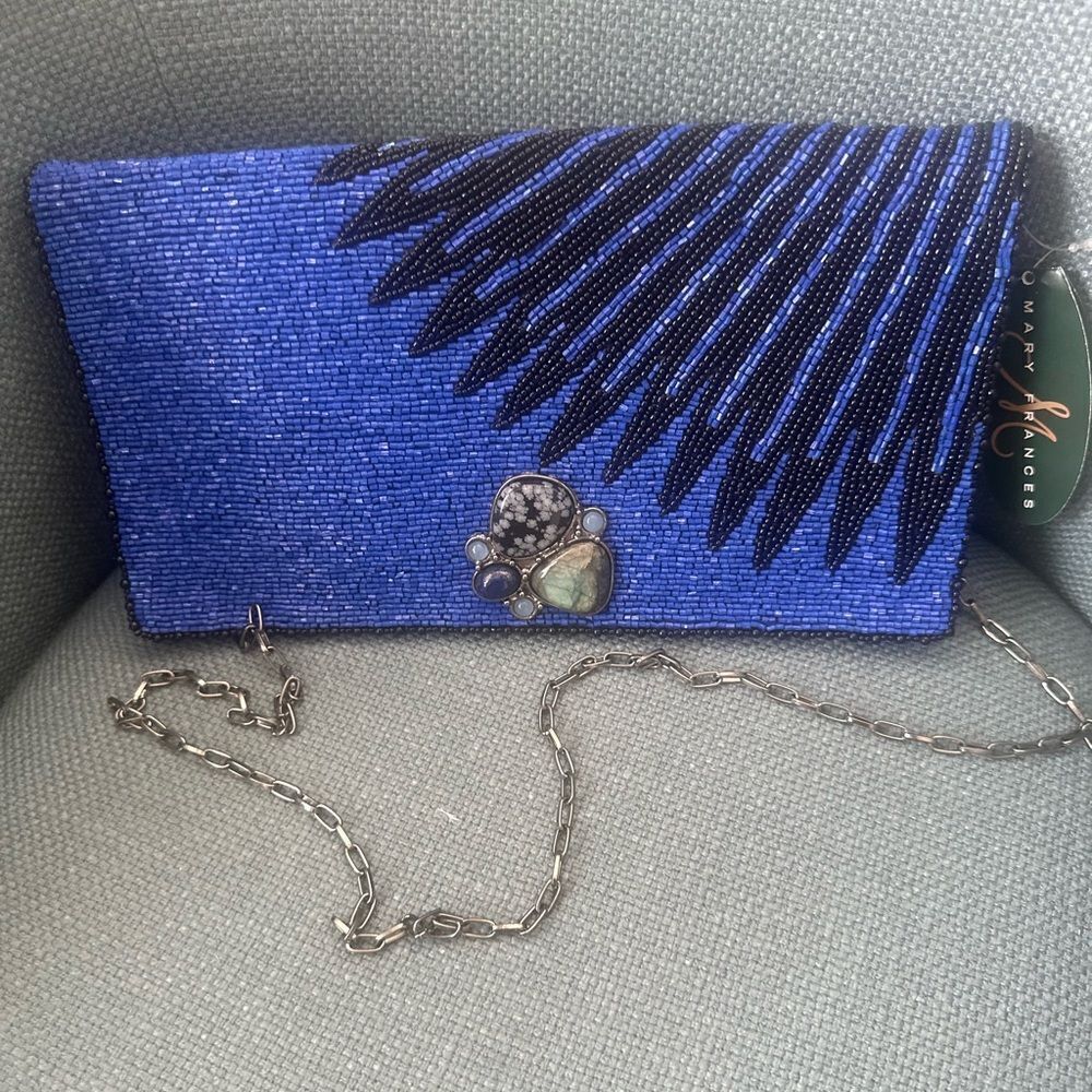 Mary Frances Lustrous Beaded Crossbody Handbag/Clutch